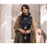 Humdum ELAK Embroidered Khaddar Shirt with Jacquard Shawl and Plain Trouser