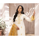 Humdum ELAK Embroidered Khaddar Shirt with Jacquard Shawl and Plain Trouser